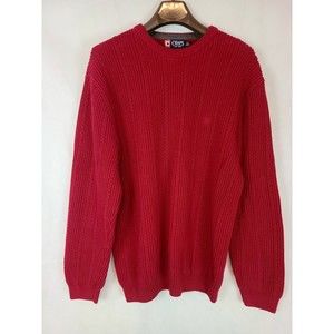 Chaps Men's (XL) Red Cotton Ribbed Crew Neck Pullover Sweater